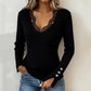 Women's Lace V-Neck Ribbed Knit Tops