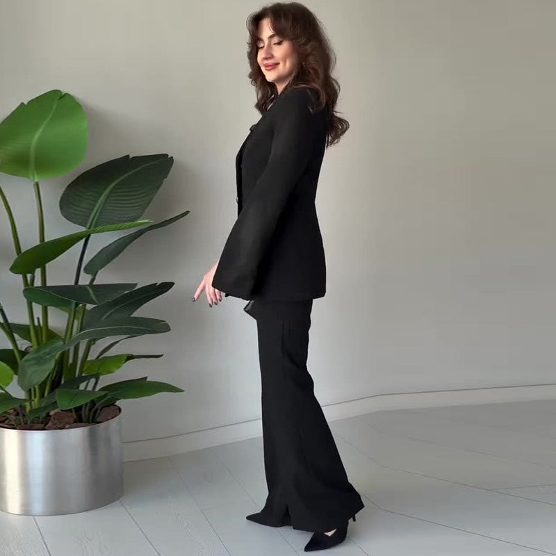 Women's Elegant Split Sleeve Blazer & Pants 2-Piece Set
