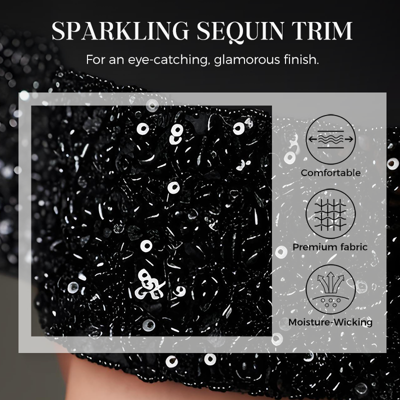 ⏳Limited-time 50% off⏰Women's Sequin Trim Sheer Sleeve Party Dress👗