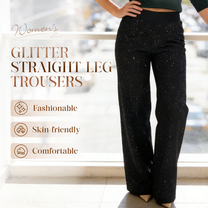 High-Waist Glitter Straight-Leg Trousers
