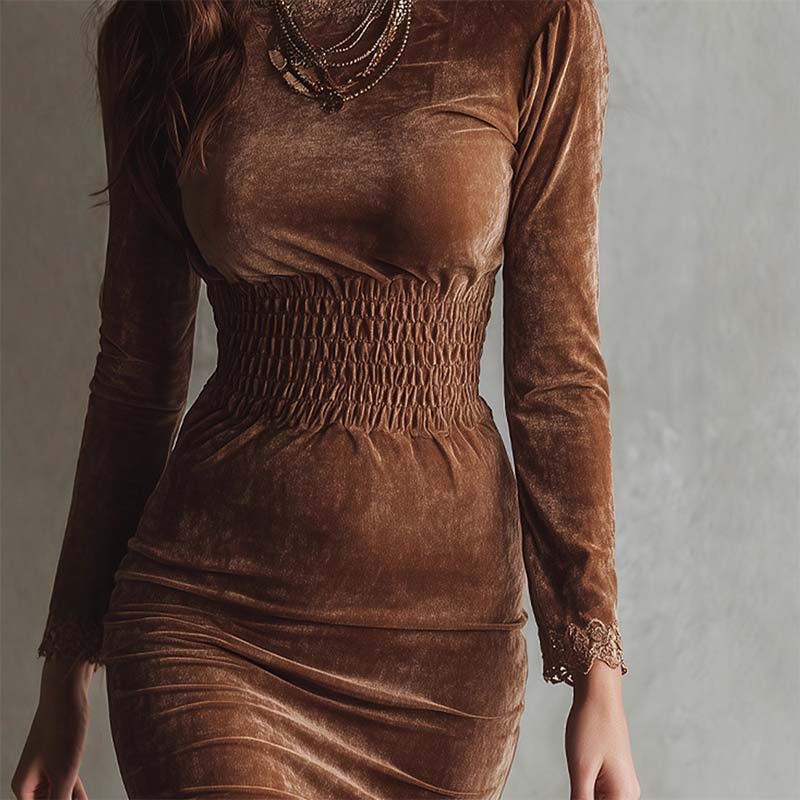 Women's Elegant Pleated Cinched Dress