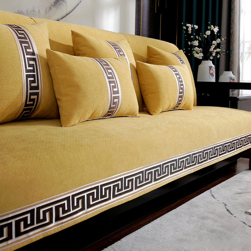 Non-Slip Sofa Cover with Greek Key Border