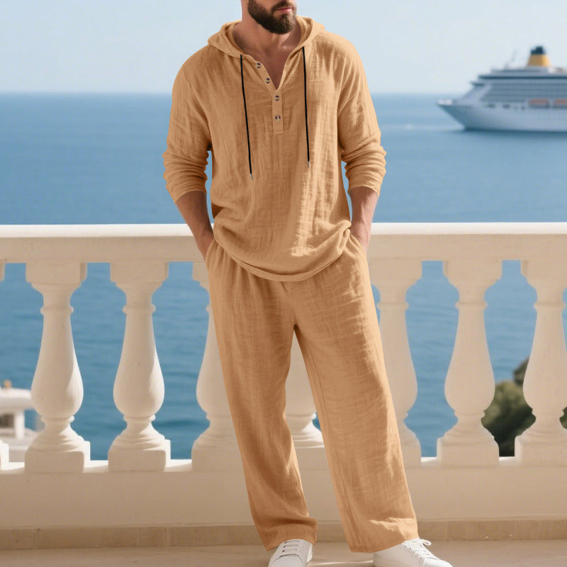 📢📢50% OFF !!!Men's Hooded Casual Loose Top & Pants 2-Piece Set