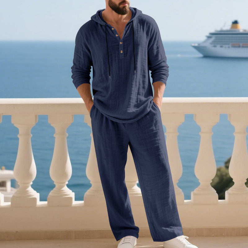 📢📢50% OFF !!!Men's Hooded Casual Loose Top & Pants 2-Piece Set