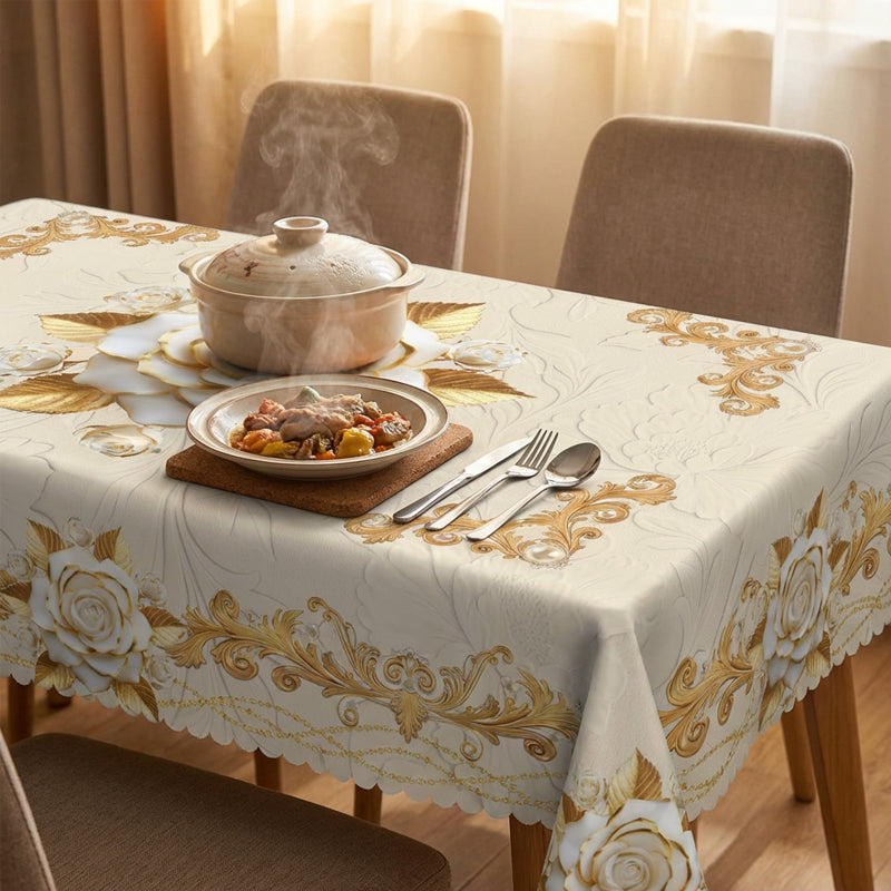 ✨🔥Waterproof Gold Rose Tablecloth🌸