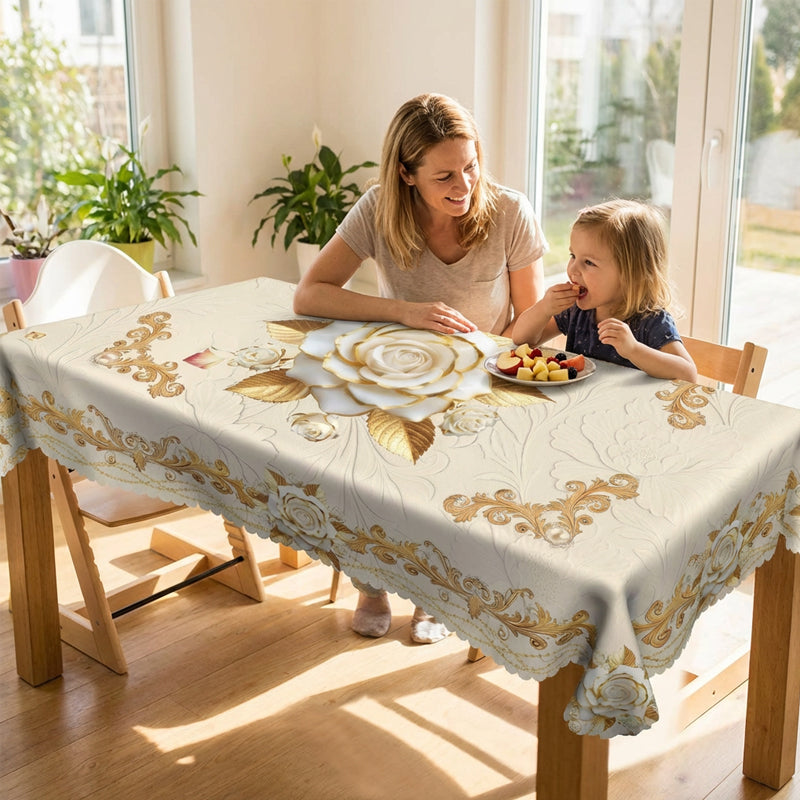 ✨🔥Waterproof Gold Rose Tablecloth🌸