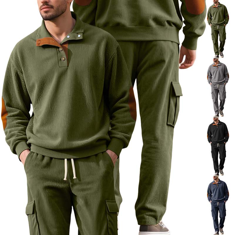 Men’s Trendy Pullover and Cargo Pants 2-Piece Set
