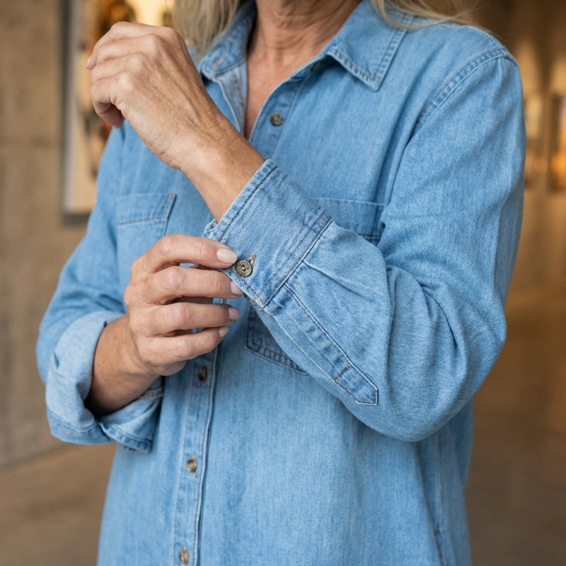 ⏳Time-Limited Special⏰Women's Button-Down Silt Denim Maxi Shirt Dress