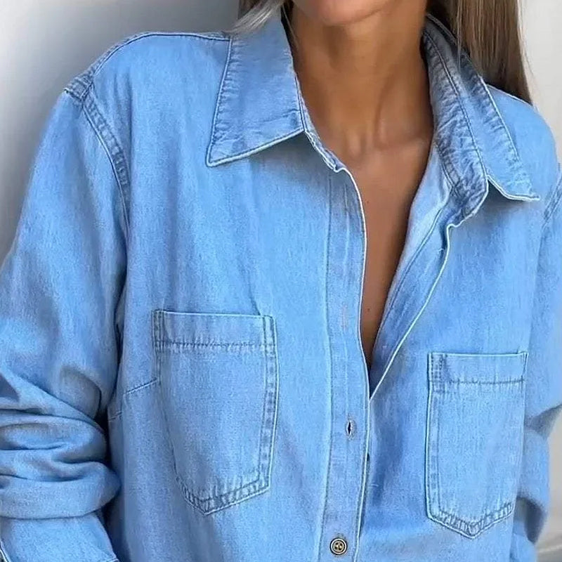 ⏳Time-Limited Special⏰Women's Button-Down Silt Denim Maxi Shirt Dress