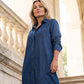 ⏳Time-Limited Special⏰Women's Button-Down Silt Denim Maxi Shirt Dress