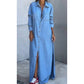 ⏳Time-Limited Special⏰Women's Button-Down Silt Denim Maxi Shirt Dress