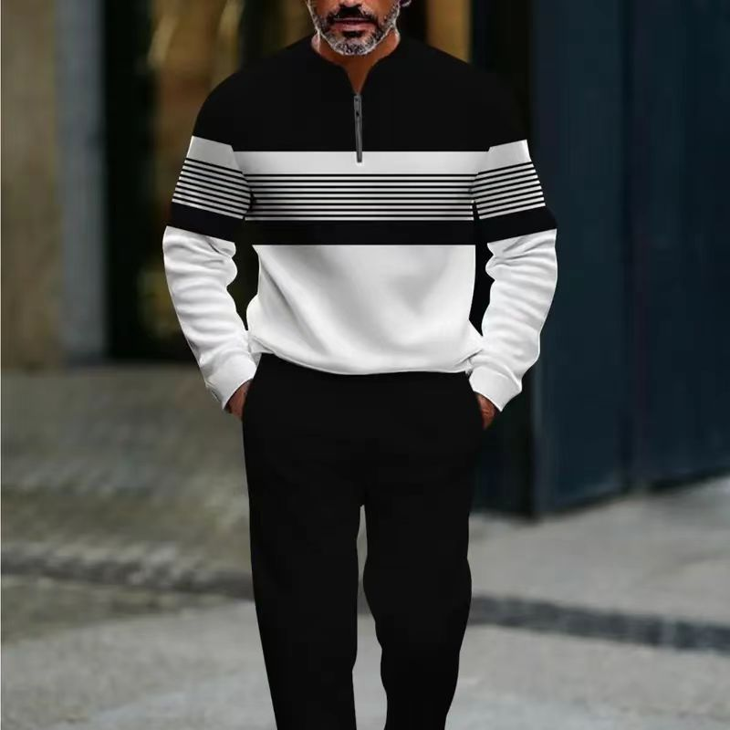 🎁New arrival 50% OFF💥Men's Graphic Print Pullover & Pants Set – Street Style, Comfort Fit & Casual Look 👖