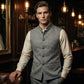 Men's Herringbone Waistcoat with Stand Collar