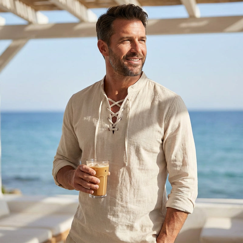 ⏳Time-Limited Special⏰Plain Linen-Cotton Blend Shirt for Men – Breathable & Lightweight, Relaxed Fit & Versatile Style 🌿