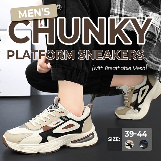 Men's Chunky Platform Sneakers with Breathable Mesh