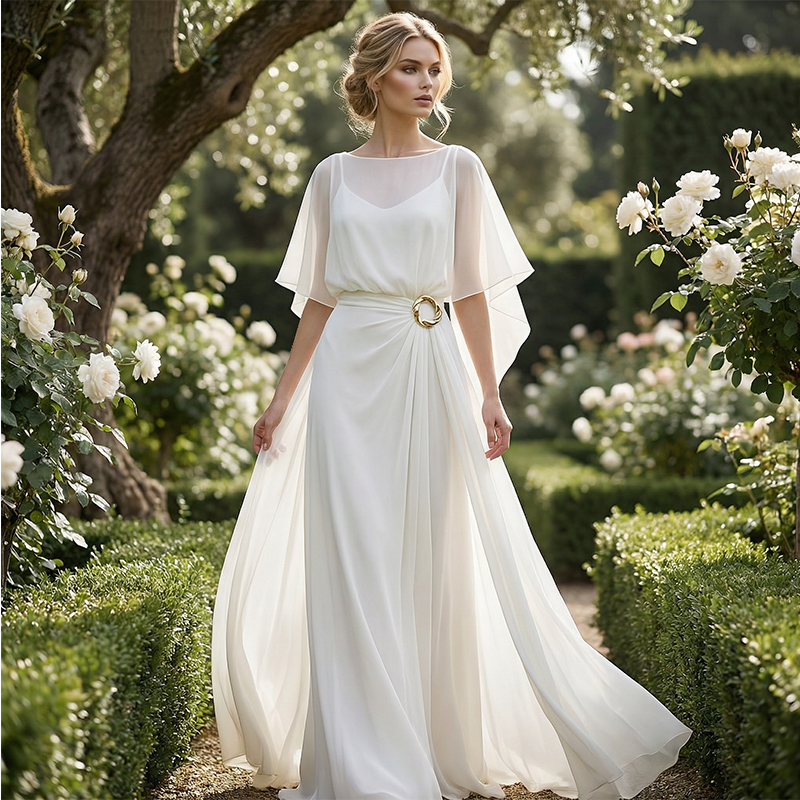 Flowing Cape Sleeve Top & Wrap Pants Set