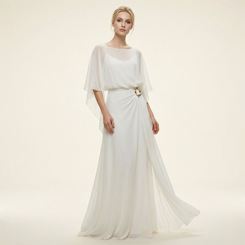 Flowing Cape Sleeve Top & Wrap Pants Set