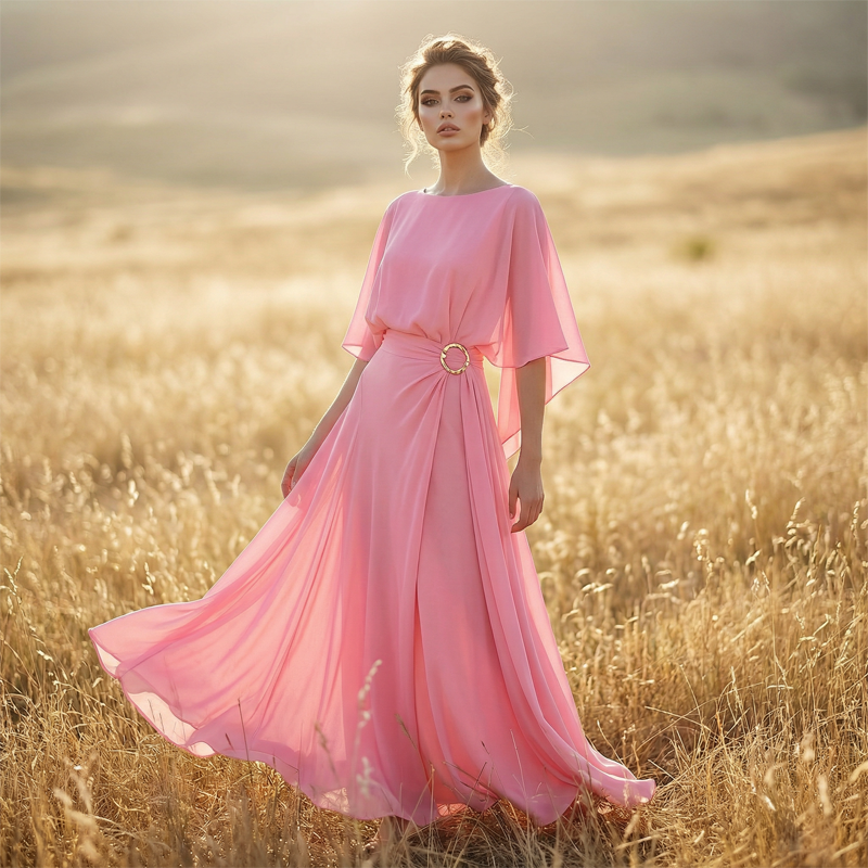 Flowing Cape Sleeve Top & Wrap Pants Set