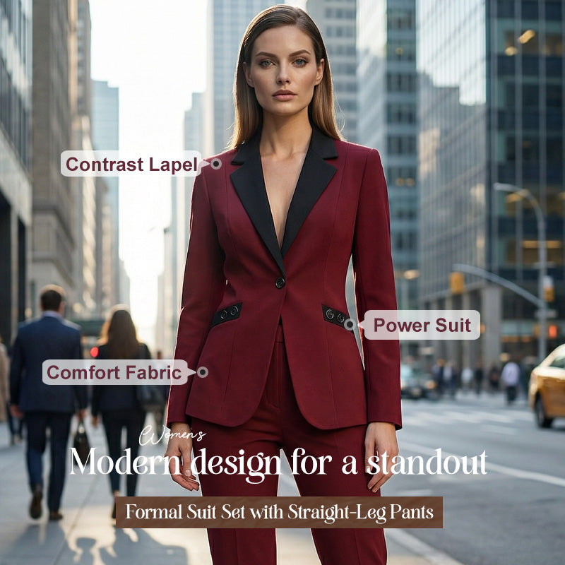 Modern Formal Suit Set with Straight-Leg Pants