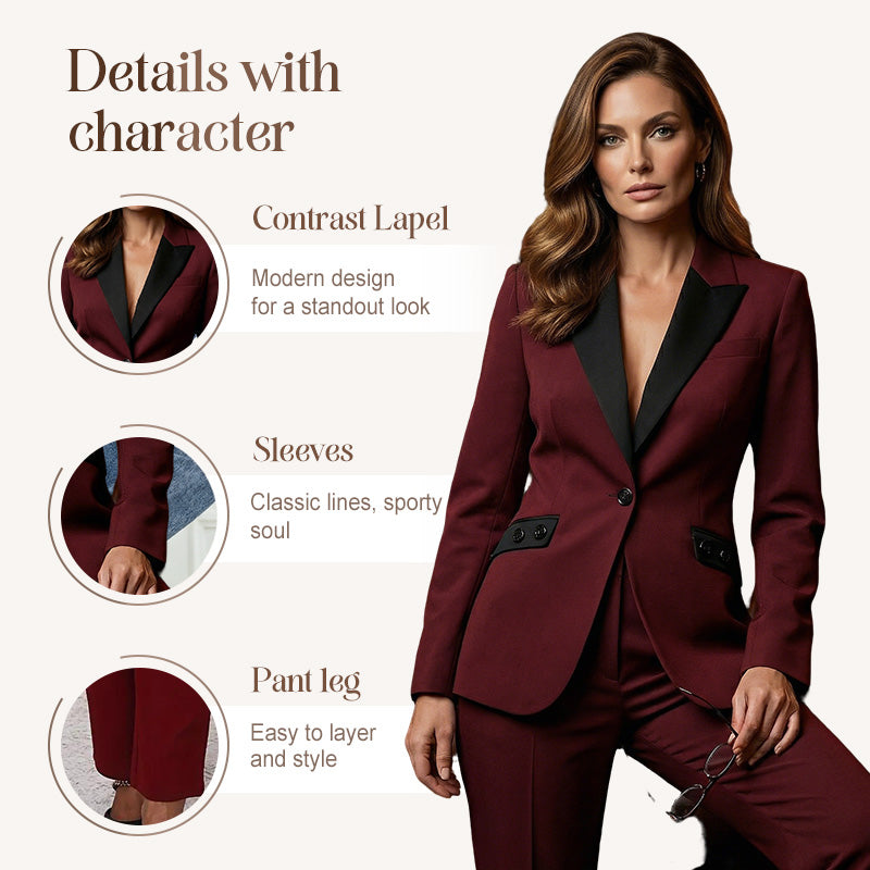 Modern Formal Suit Set with Straight-Leg Pants
