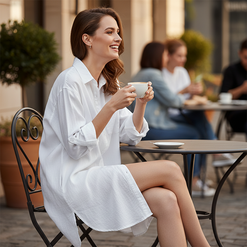 ✨ Women’s Loose-Fit Mid-Length Button-Down Shirt – Casual, Comfortable & Effortlessly Stylish 👚💖