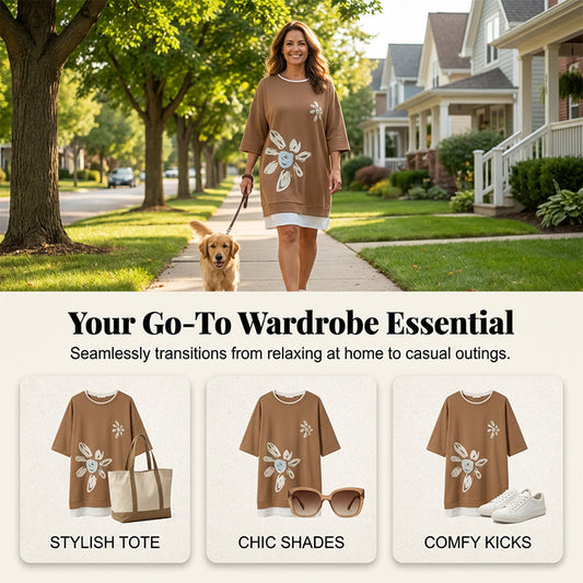 Women's Crew Neck Oversized T-Shirt Dress🌸 Effortless Style Meets Comfort 🌸