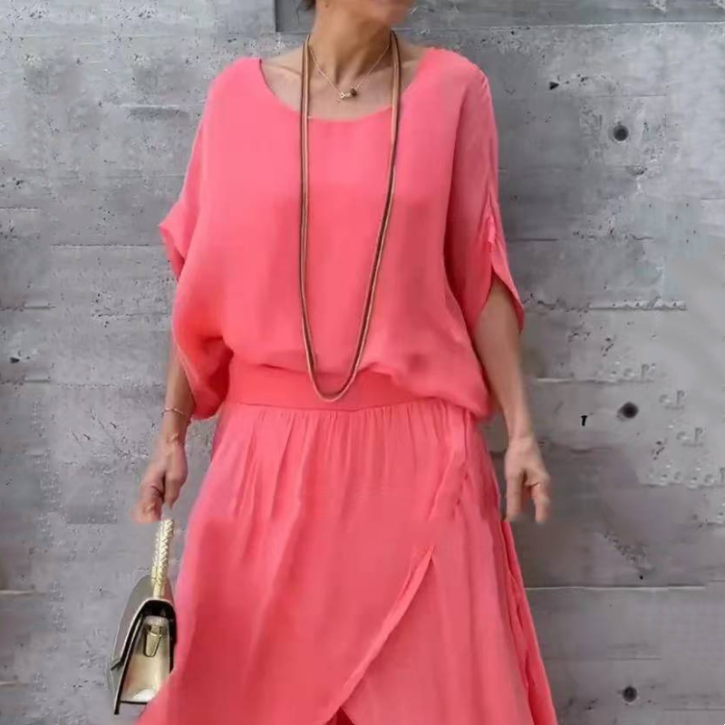 💋LAST DAY SALE 50% OFF💃Loose Top & Slit Wide-Leg Pants Chiffon 2-Piece Set