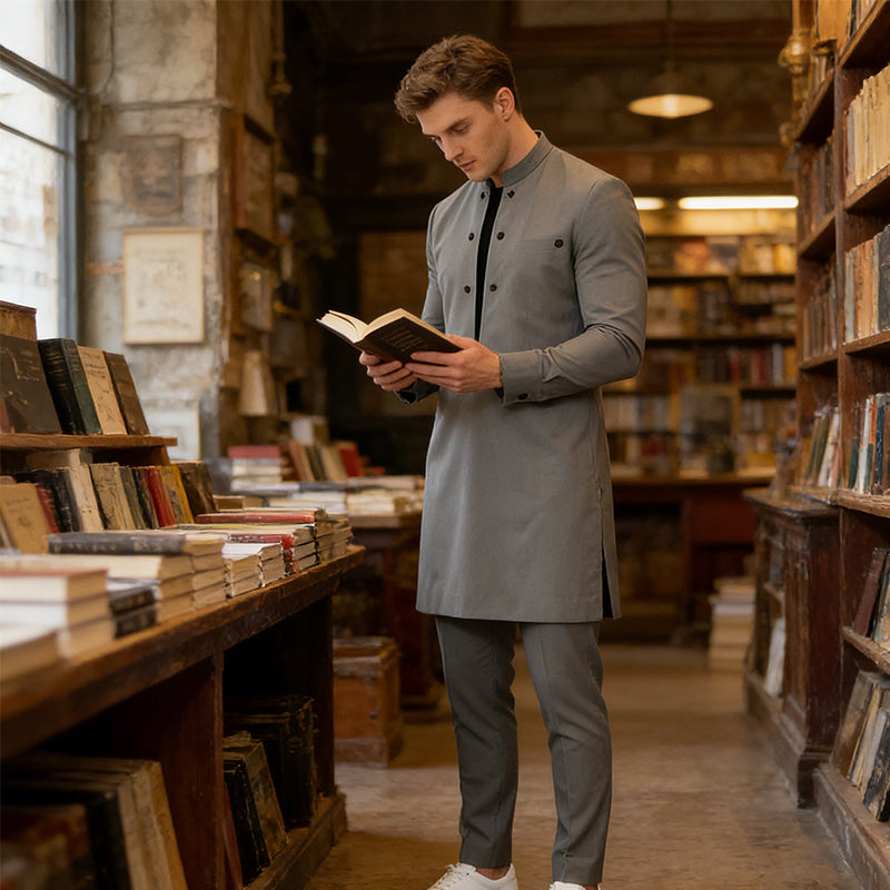 ⏳Time-Limited Special⏰Men's Modern Mandarin Collar Tunic and Pants Set