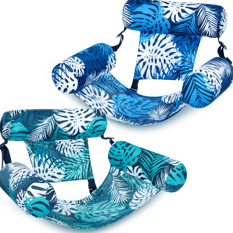 🥳2026 HOT SALE🥳💞30K+ SOLD!🏊‍♂️Tropical Leaf Inflatable Pool Lounger – Ultralight & Compact with Hand or Foot Pump | Durable PVC, Cup Holder – Perfect for Beach, Pool or Garden (Blue/Green)🏖️😎