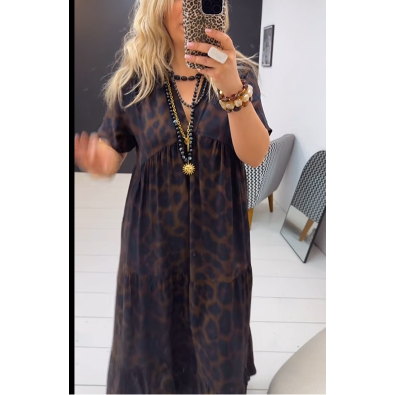 💞New arrival 50% OFF for a Limited Time!!👗WOMEN'S V-NECK LEOPARD PRINT MAXI DRESS! 💎
