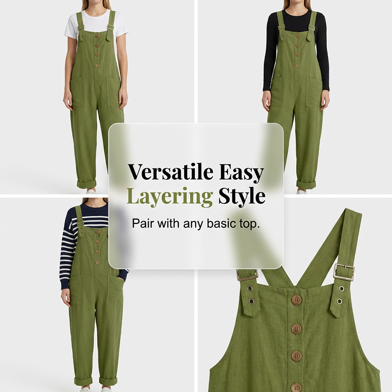 👖 50% OFF NOW! 🌿 Women's Casual Button-Front Overalls – Adjustable Straps, Breathable Fabric & Relaxed Fit ✨