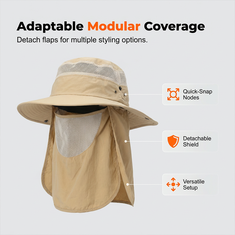 Outdoor Sun Hat with Removable Flaps