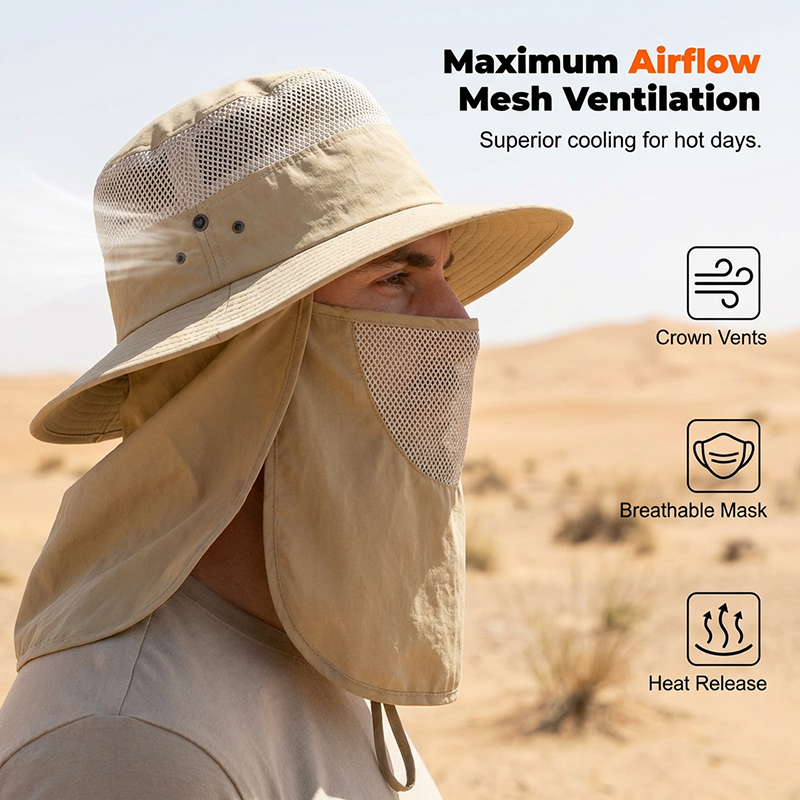 Outdoor Sun Hat with Removable Flaps