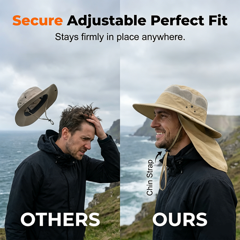 Outdoor Sun Hat with Removable Flaps