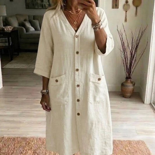 📢📢50% OFF !! ⏰Women's Casual V-Neck Midi Dress