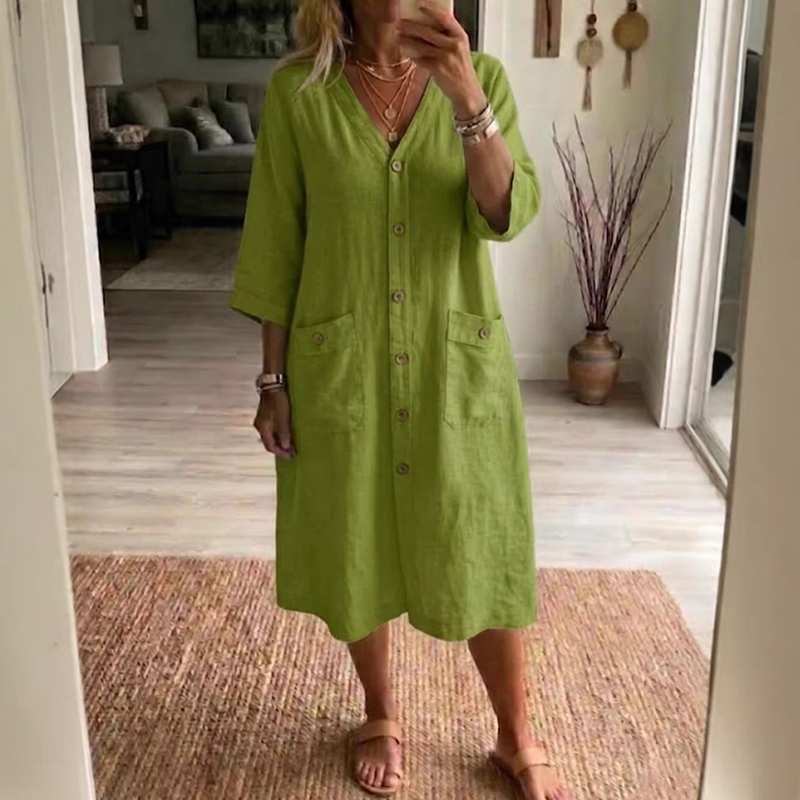 📢📢50% OFF !! ⏰Women's Casual V-Neck Midi Dress