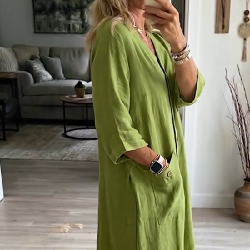 📢📢50% OFF !! ⏰Women's Casual V-Neck Midi Dress