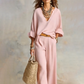 📢📢50% OFF !! ⏰Women's V-Neck Top & Wide-Leg Pants 2-Piece Set