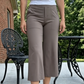 Women's Stretchy Wide-Leg Capri Pants with Pockets