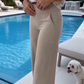 Women's Stretchy Wide-Leg Capri Pants with Pockets