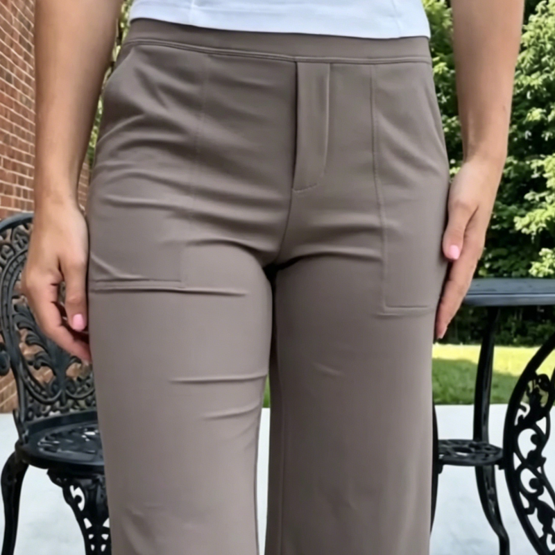 Women's Stretchy Wide-Leg Capri Pants with Pockets