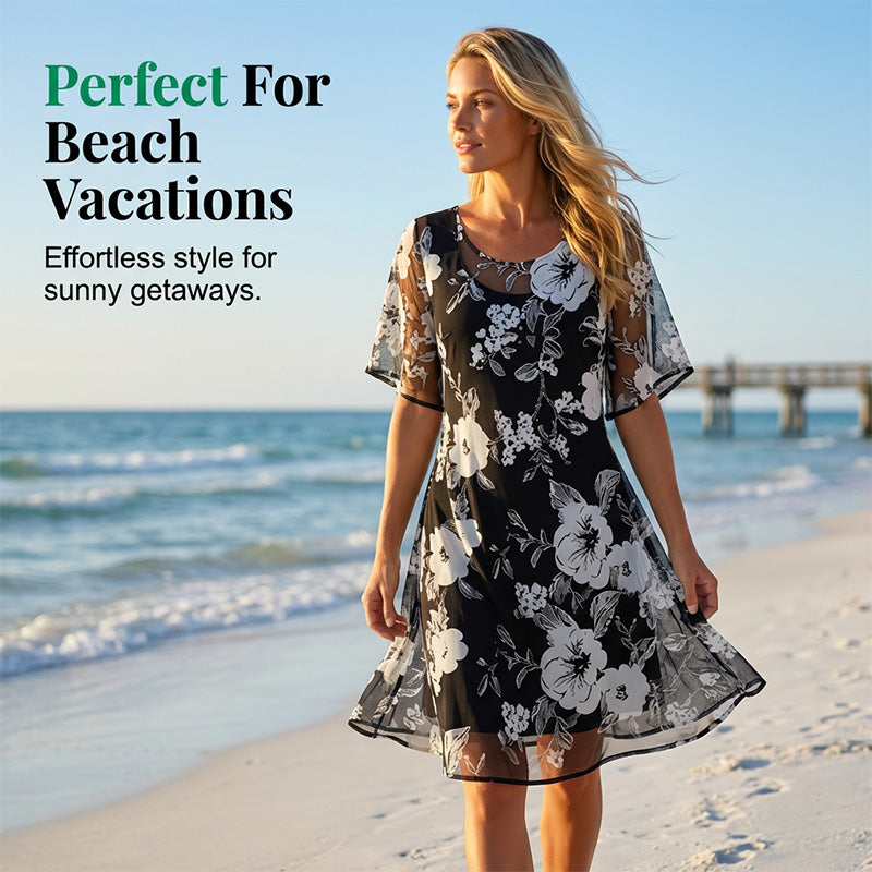 🔥Limited-time offer-Women's Elegant Floral Print Chiffon Dress