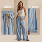 Women's Vintage-Inspired Drawstring Wide-Leg Pants