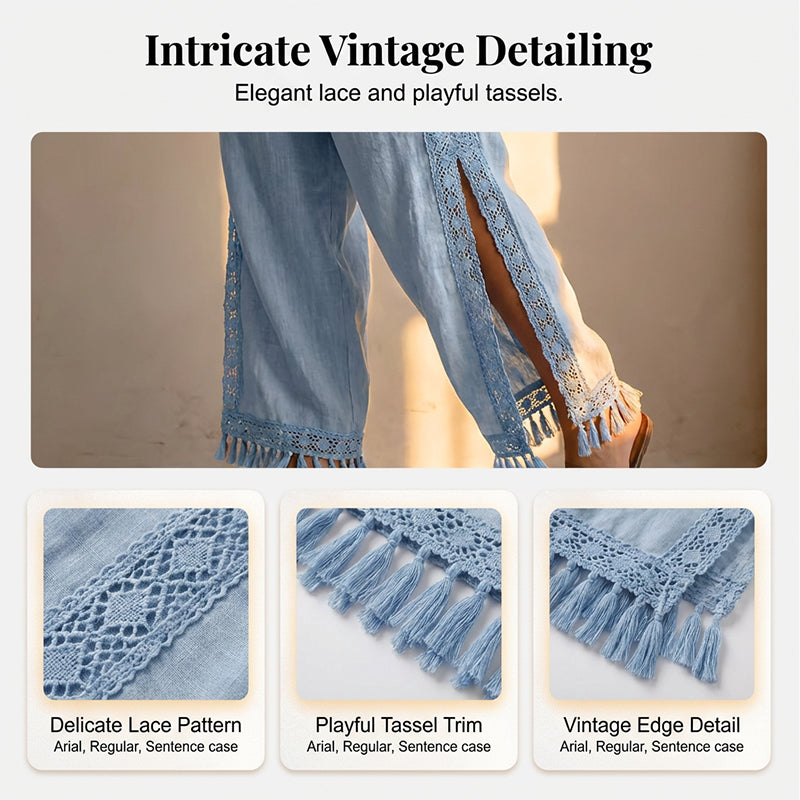 Women's Vintage-Inspired Drawstring Wide-Leg Pants