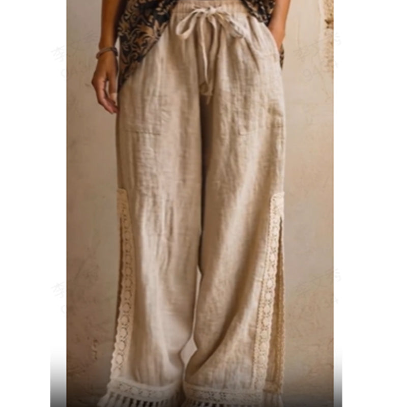 Women's Vintage-Inspired Drawstring Wide-Leg Pants