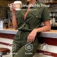 👗2026 New Collection! 🌟 Short Sleeve Button-Front Jumpsuit for Women – Drawstring Waist, Jogger Cuffs 🍃