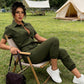 👗2026 New Collection! 🌟 Short Sleeve Button-Front Jumpsuit for Women – Drawstring Waist, Jogger Cuffs 🍃