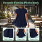 Flowy Short Sleeve Top with Inverted Pleat Back