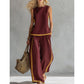 🔥New arrivals on sale-Casual Sleeveless Colorblock Top & Wide-Leg Pants Set