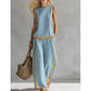 🔥New arrivals on sale-Casual Sleeveless Colorblock Top & Wide-Leg Pants Set